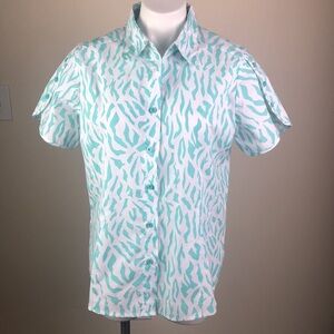 American Sweetheart Blouse Turquoise Animal Print